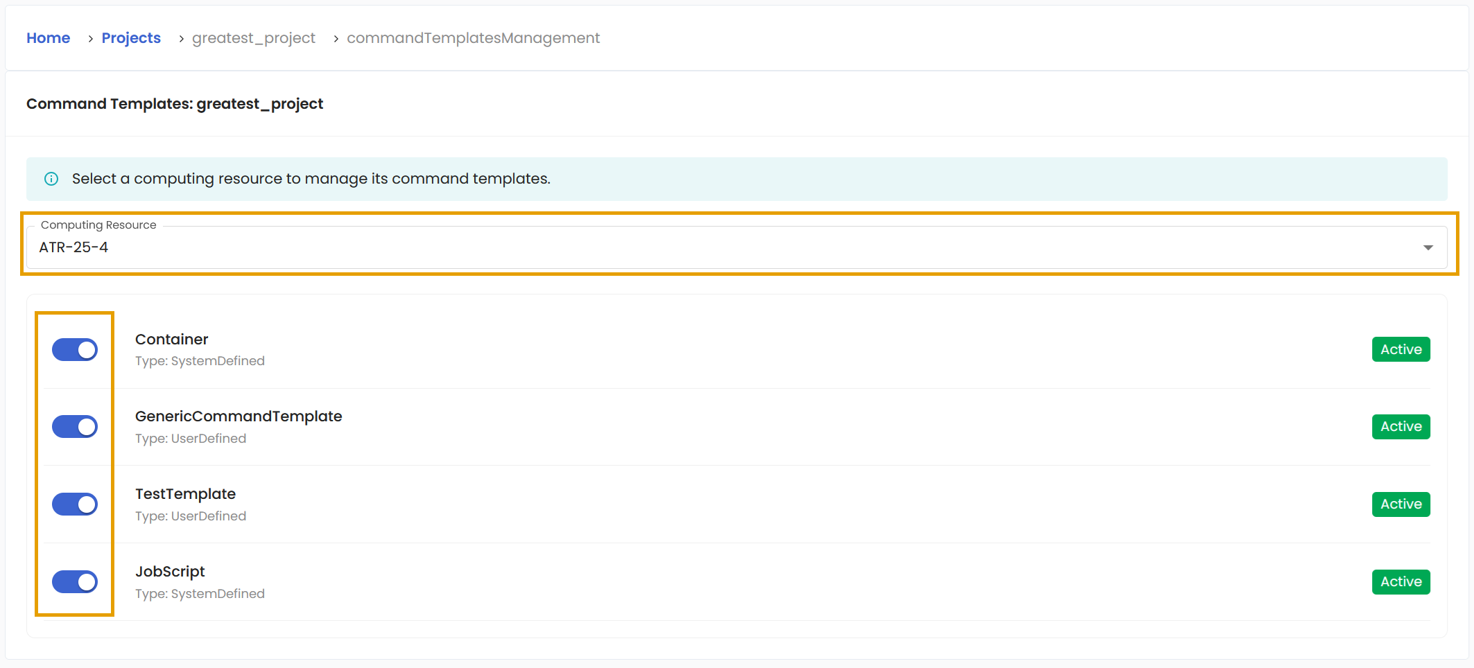 way to manage templates button